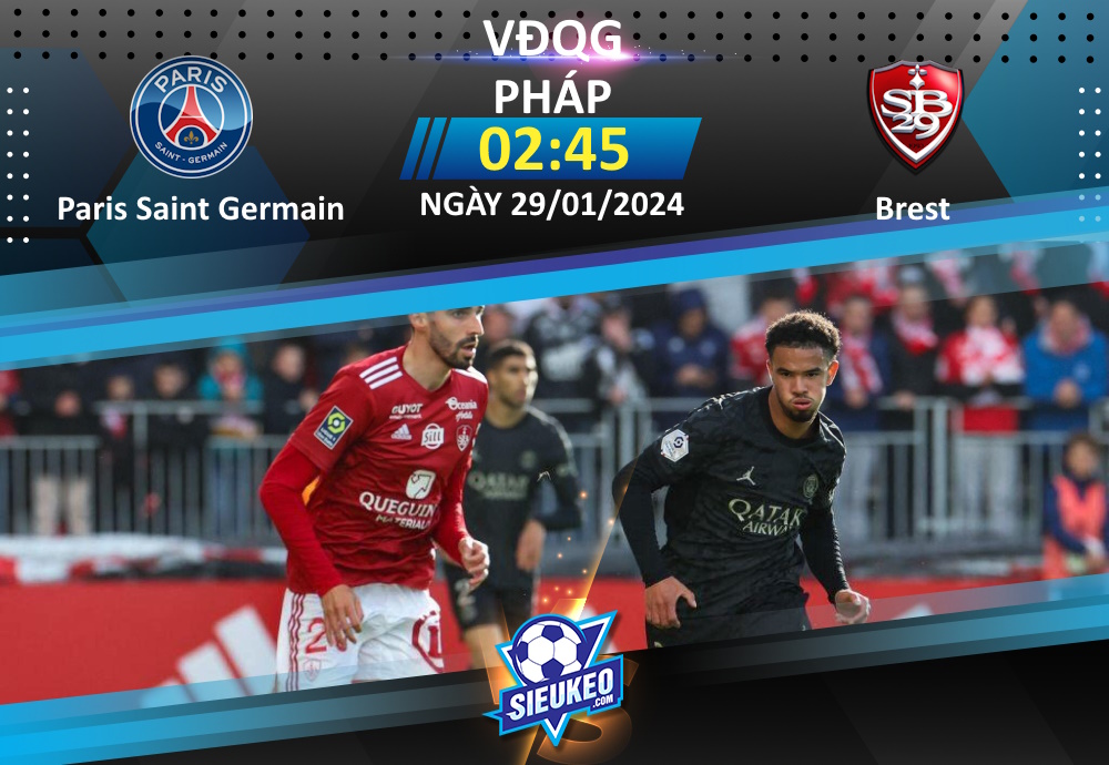 Soi kèo bóng đá Paris Saint Germain vs Brest 02h45 ngày 29/01/2024: Les Parisiens thắng nhọc