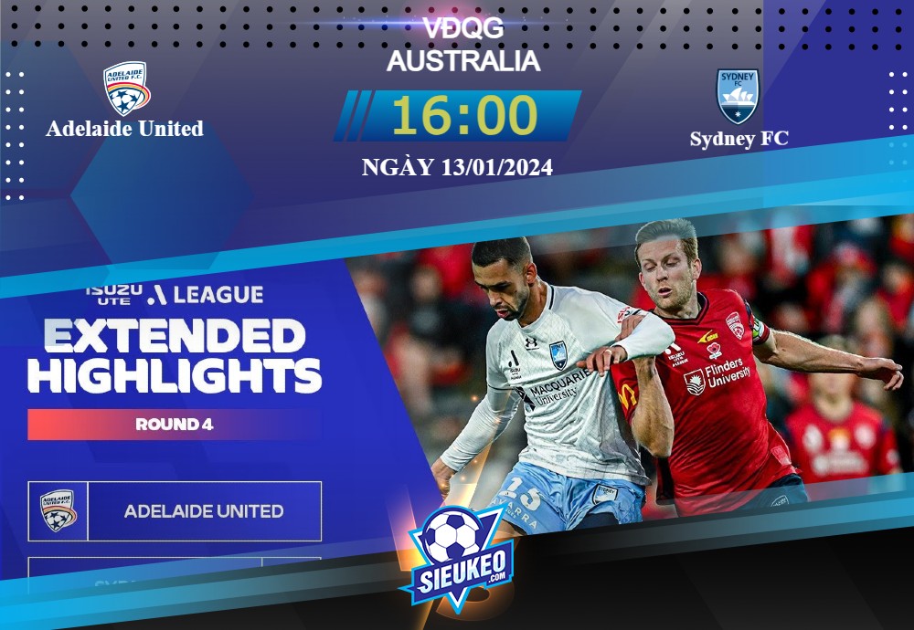 Soi kèo bóng đá Adelaide United vs Sydney FC 16h00 ngày 13/01/2024: Đội khách thăng hoa