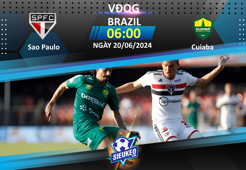 Soi kèo bóng đá Sao Paulo vs Cuiaba 06h00 ngày 20/06/2024: Khó có bất ngờ