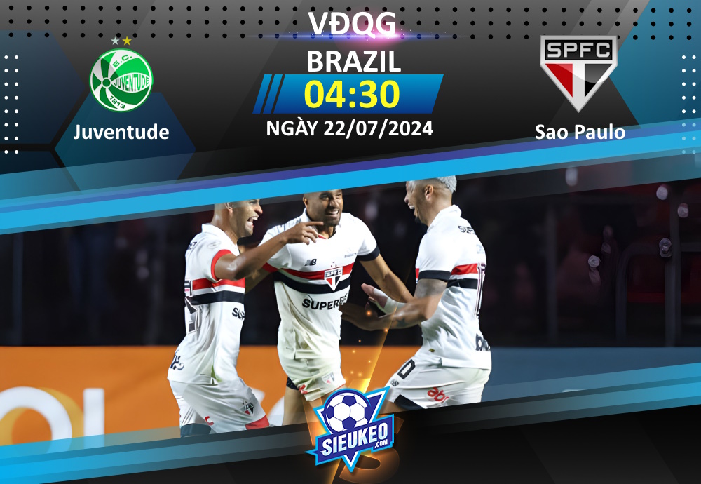 Soi kèo bóng đá Juventude vs Sao Paulo 04h30 ngày 22/07/2024: 1 điểm chia đều