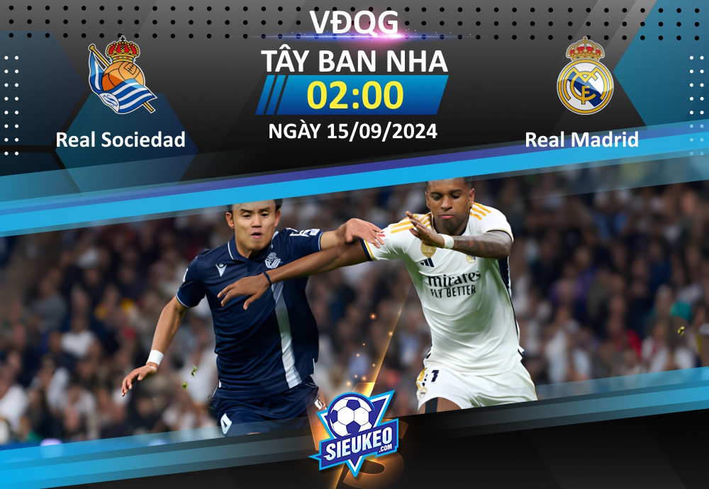 Soi kèo bóng đá Real Sociedad vs Real Madrid 02h00 ngày 15/09/2024: Kéo sập Reale Arena