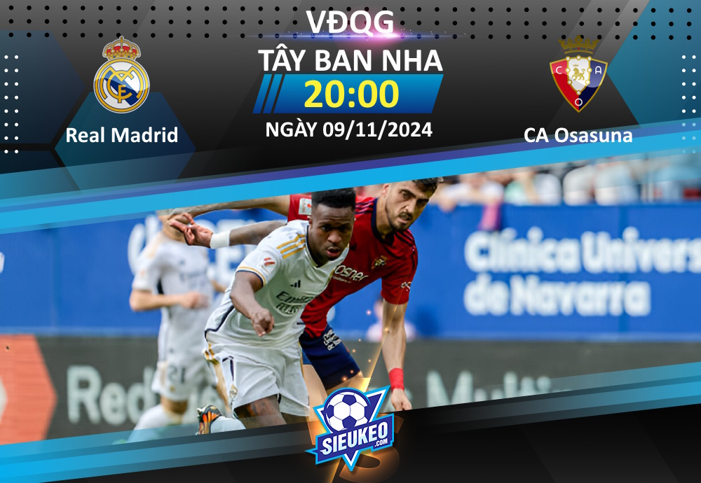 Soi kèo bóng đá Real Madrid vs CA Osasuna 20h00 ngày 09/11/2024: Thế trận một chiều